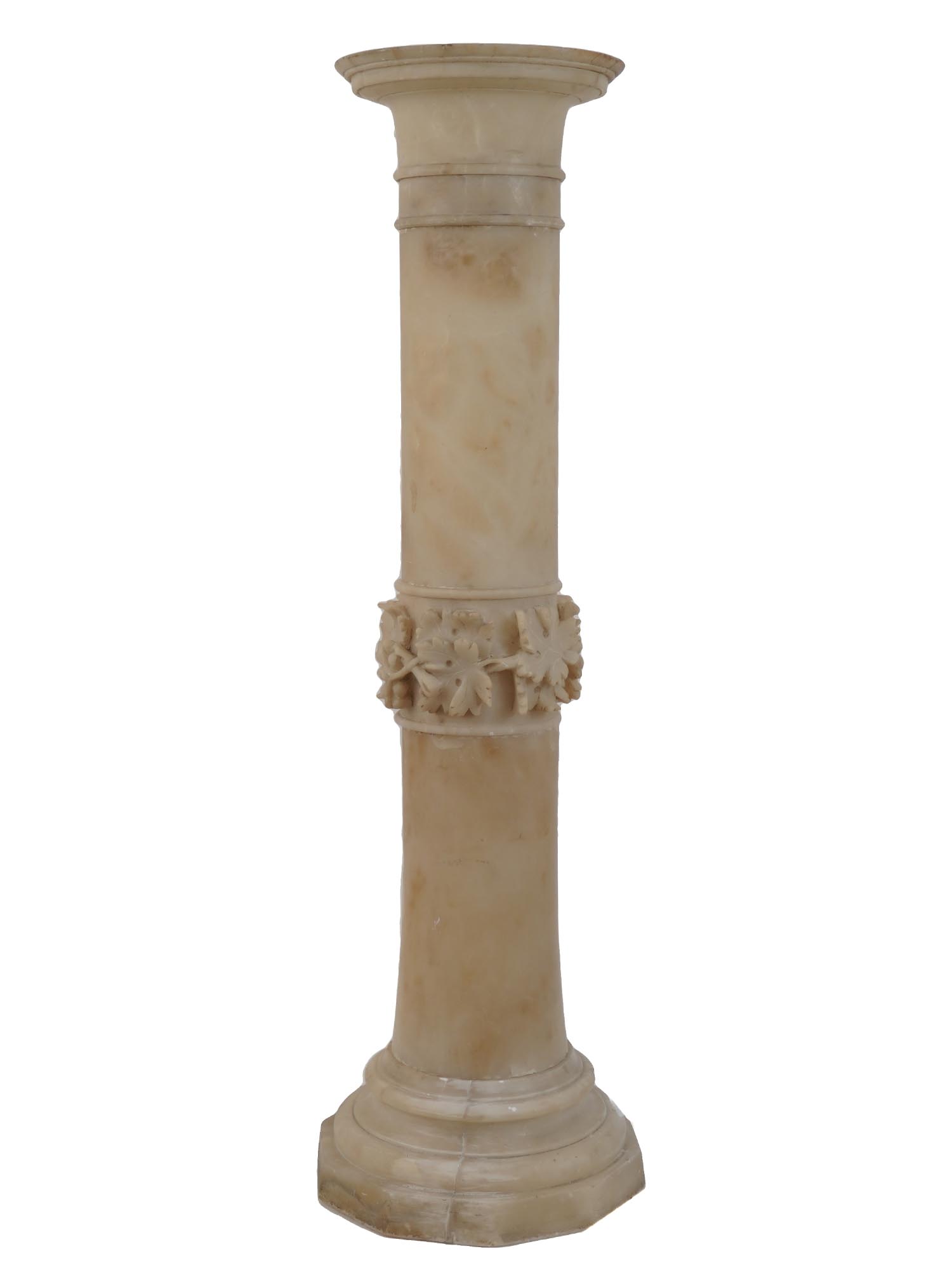 ANTIQUE ITALIAN ALABASTER PEDESTAL COLUMN PIC-